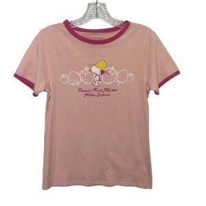 Peanuts Snoopy Tshirt Womens Medium Pink New WOT Fruit Market California